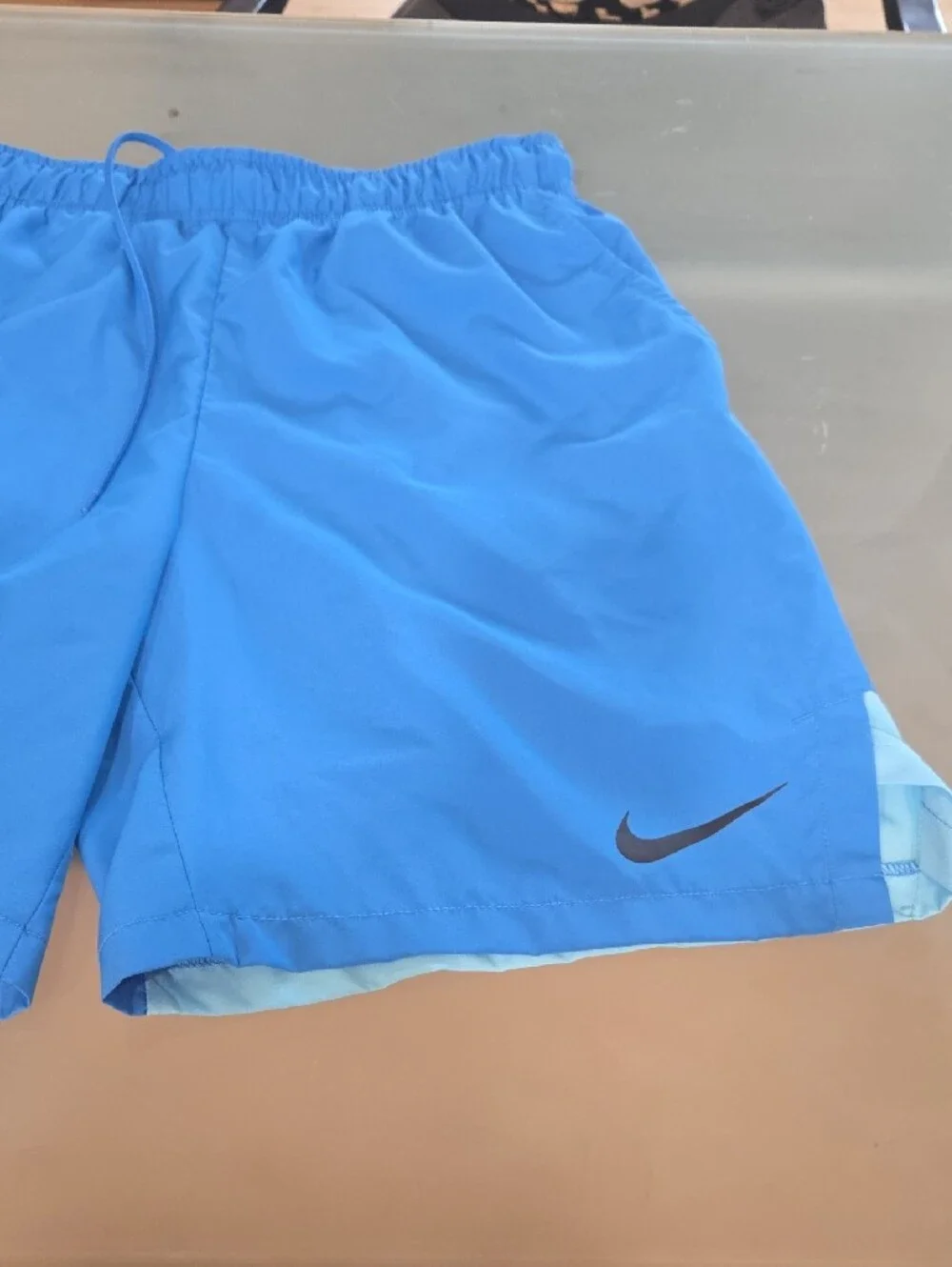 Nike Bright Blue Men's Athletic Shorts with Black Swoosh